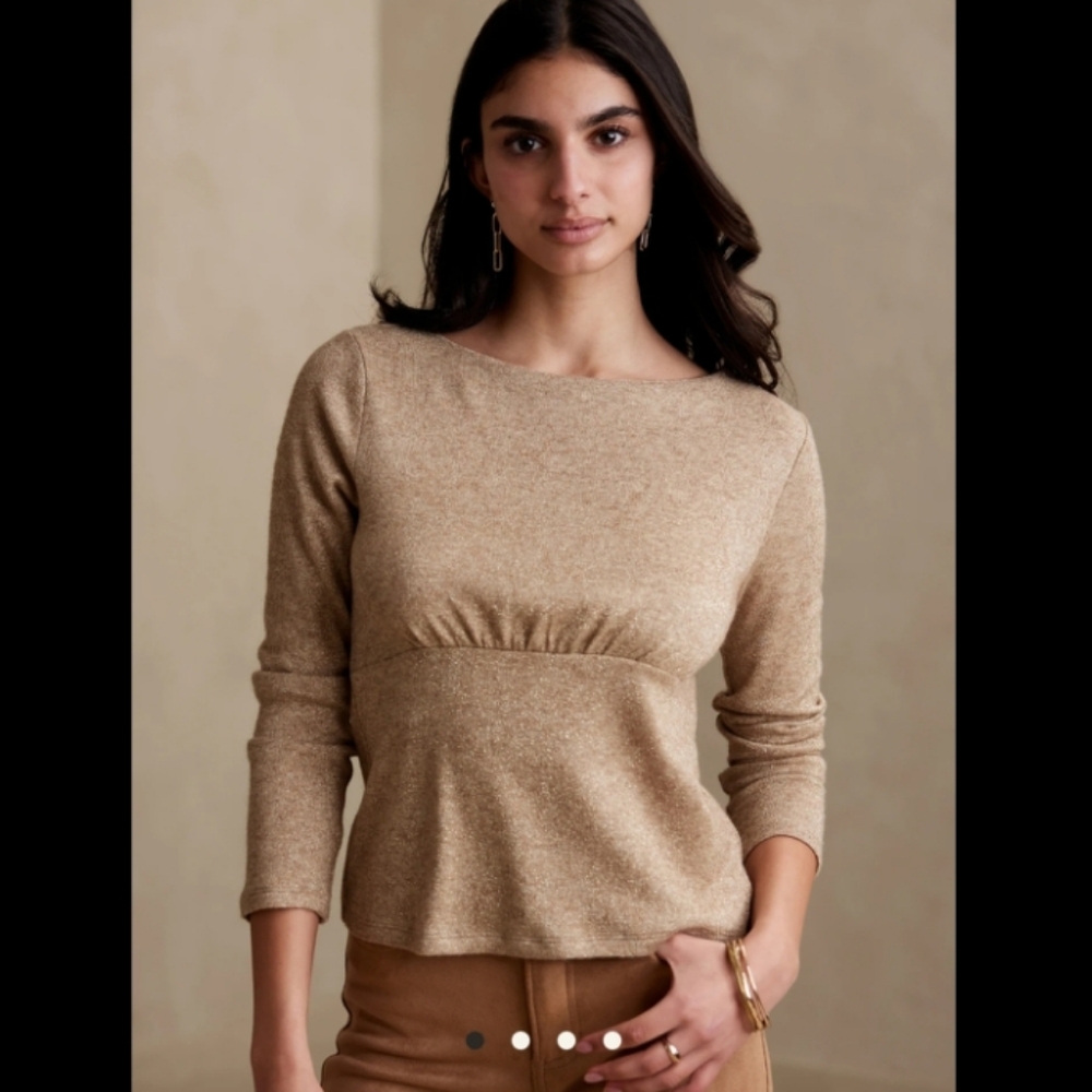 NWT Banana Republic Knit Lurex Champagne Top